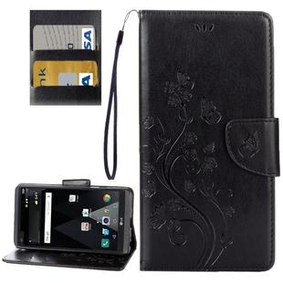 For LG V20 Butterflies Love Flowers Embossing Horizontal Flip Leather Case with Holder & Card Slots & Wallet & Lanyard(Black)
