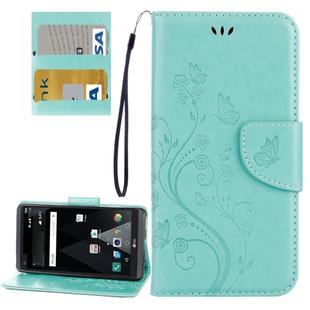 For LG V20 Butterflies Love Flowers Embossing Horizontal Flip Leather Case with Holder & Card Slots & Wallet & Lanyard(Green)