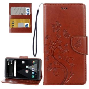 For LG V20 Butterflies Love Flowers Embossing Horizontal Flip Leather Case with Holder & Card Slots & Wallet & Lanyard(Brown)
