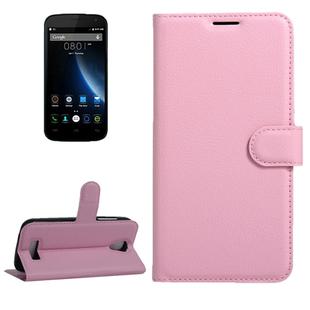 For DOOGEE X3 Litchi Texture Horizontal Flip Leather Case with Magnetic Buckle & Holder & Card Slots & Wallet(Pink)
