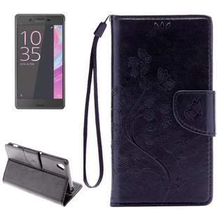 For Sony Xperia XA Butterflies Embossing Horizontal Flip Leather Case with Holder & Card Slots & Wallet & Lanyard(Black)