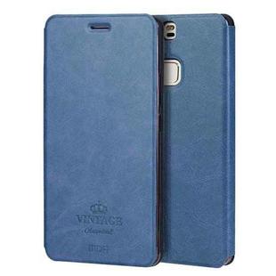 MOFI VINTAGE Huawei P9 Plus Crazy Horse Texture Horizontal Flip Leather Case with Card Slot & Holder(Dark Blue)