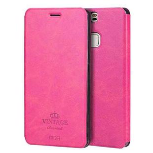 MOFI for  VINTAGE Huawei P9 Plus Crazy Horse Texture Horizontal Flip Leather Case with Card Slot & Holder(Magenta)