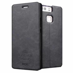 MOFI for  VINTAGE Huawei P9 Crazy Horse Texture Horizontal Flip Leather Case with Card Slot & Holder & Sleep / Wake-up Function(Black)