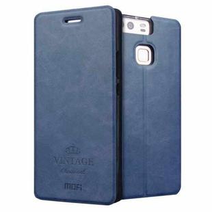 MOFI for  VINTAGE Huawei P9 Crazy Horse Texture Horizontal Flip Leather Case with Card Slot & Holder & Sleep / Wake-up Function(Dark Blue)