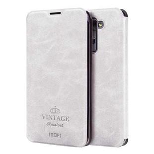 MOFI VINTAGE for LG Stylus 2 / K520 Crazy Horse Texture Horizontal Flip Leather Case with Card Slot & Holder(White)