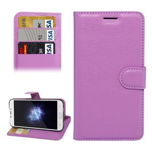 For DOOGEE X9 Litchi Texture Horizontal Flip Leather Case with Holder & Card Slots & Wallet (Purple)