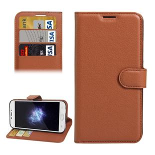 For DOOGEE X9 Litchi Texture Horizontal Flip Leather Case with Holder & Card Slots & Wallet (Brown)