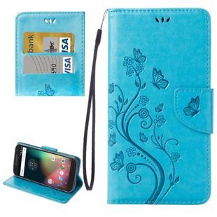 For Motorola Moto G (4rd gen) Plus Pressed Flowers Leather Case with Holder & Card Slots & Wallet(Blue)