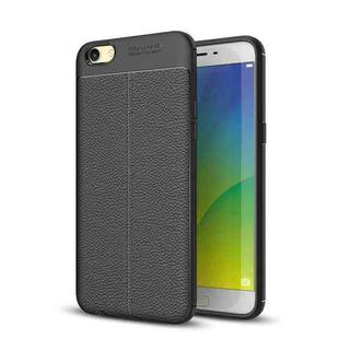 For OPPO  R9s Litchi Texture TPU Protective Case(Black)