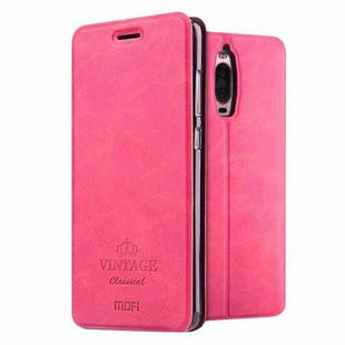 MOFI for  VINTAGE Huawei Mate 9 Pro Crazy Horse Texture Horizontal Flip Leather Case with Card Slot & Holder (Magenta)