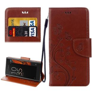 For Sony Xperia XZ Butterflies Love Flowers Embossing Horizontal Flip Leather Case with Holder & Card Slots & Wallet & Lanyard(Brown)
