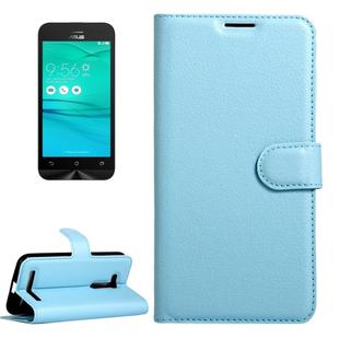 For Asus ZenFone GO / ZB452KG Litchi Texture Horizontal Flip Leather Case with Magnetic Buckle & Holder & Card Slots & Wallet(Blue)