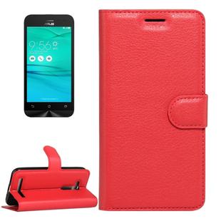 For Asus ZenFone GO / ZB452KG Litchi Texture Horizontal Flip Leather Case with Magnetic Buckle & Holder & Card Slots & Wallet(Red)