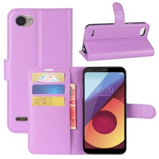 For LG Q6 Litchi Texture Horizontal Flip Leather Case with Holder & Card Slots & Wallet (Purple)