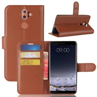 For Nokia 8 Sirocco Litchi Texture Horizontal Flip Leather Case with Holder & Card Slots & Wallet(Brown)