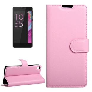 For Sony Xperia E5 Litchi Texture Horizontal Flip Leather Case with Magnetic Buckle & Holder & Card Slots & Wallet(Pink)