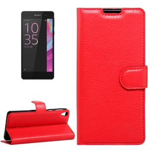 For Sony Xperia E5 Litchi Texture Horizontal Flip Leather Case with Magnetic Buckle & Holder & Card Slots & Wallet(Red)