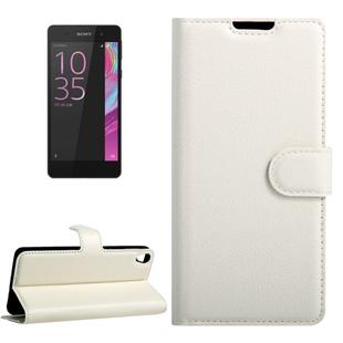 For Sony Xperia E5 Litchi Texture Horizontal Flip Leather Case with Magnetic Buckle & Holder & Card Slots & Wallet(White)