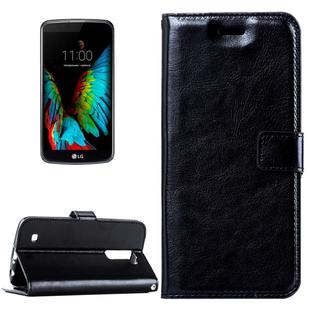For LG K10 Crazy Horse Texture Horizontal Flip Leather Case with Magnetic Buckle & Holder & Card Slots & Wallet & Photo Frame(Black)