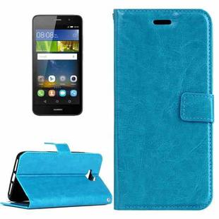 For Huawei  Y6 Pro Crazy Horse Texture Horizontal Flip Leather Case with Magnetic Buckle & Holder & Card Slots & Wallet & Photo Frame(Blue)