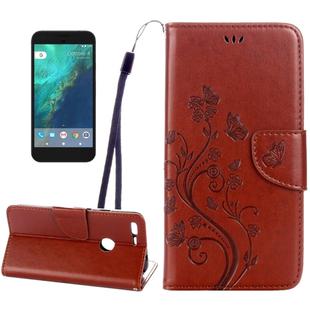 For Google Pixel Butterflies Love Flowers Embossing Horizontal Flip Leather Case with Holder & Card Slots & Wallet & Lanyard(Coffee)