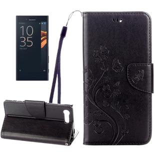 For Sony Xperia X Compact Butterflies Love Flowers Embossing Horizontal Flip Leather Case with Holder & Card Slots & Wallet & Lanyard(Black)