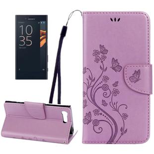 For Sony Xperia X Compact Butterflies Love Flowers Embossing Horizontal Flip Leather Case with Holder & Card Slots & Wallet & Lanyard(Light Purple)