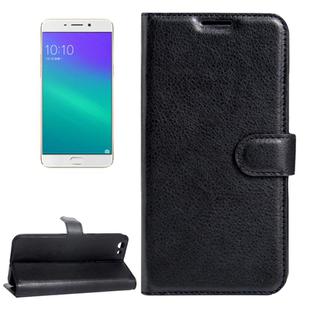 For OPPO  R9s Plus Litchi Texture Horizontal Flip Leather Case with Magnetic Buckle & Holder & Card Slots & Wallet(Black)