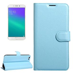 For OPPO  R9s Plus Litchi Texture Horizontal Flip Leather Case with Magnetic Buckle & Holder & Card Slots & Wallet(Blue)