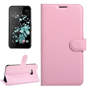 For HTC U Play Litchi Texture Horizontal Flip Leather Case with Magnetic Buckle & Holder & Card Slots & Wallet (Pink)