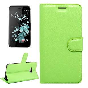 For HTC U Play Litchi Texture Horizontal Flip Leather Case with Magnetic Buckle & Holder & Card Slots & Wallet (Green)