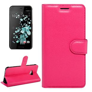 For HTC U Play Litchi Texture Horizontal Flip Leather Case with Magnetic Buckle & Holder & Card Slots & Wallet (Magenta)