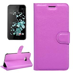 For HTC U Play Litchi Texture Horizontal Flip Leather Case with Magnetic Buckle & Holder & Card Slots & Wallet (Purple)