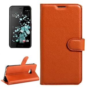 For HTC U Play Litchi Texture Horizontal Flip Leather Case with Magnetic Buckle & Holder & Card Slots & Wallet (Brown)