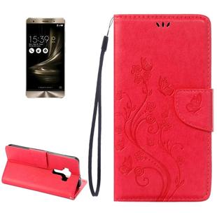 For Asus ZenFone 3 / ZE552KL Pressed Flowers Pattern Leather Case with Holder & Card Slots & Wallet(Magenta)