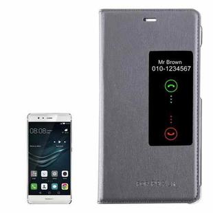 For Huawei  P9 Plus Horizontal Flip Leather Case with Touch Call Display ID & Sleep / Wake-up Function(Grey)