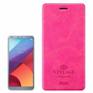 MOFI VINTAGE for LG G6 Crazy Horse Texture Horizontal Flip Leather Case with Card Slot (Magenta)