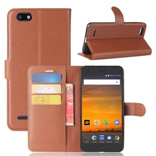 ZTE Blade Force / N9517 Litchi Texture Horizontal Flip Leather Case with Holder & Card Slots & Wallet (Brown)