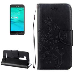 For ASUS Zenfone Go ZB500KL Pressed Flowers Pattern Horizontal Flip Leather Case with Holder & Card Slots & Wallet(Black)