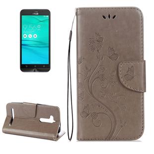 For ASUS Zenfone Go ZB500KL Pressed Flowers Pattern Horizontal Flip Leather Case with Holder & Card Slots & Wallet(Grey)