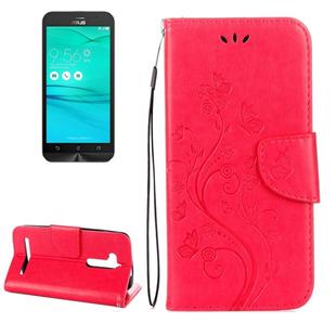 For ASUS Zenfone Go ZB500KL Pressed Flowers Pattern Horizontal Flip Leather Case with Holder & Card Slots & Wallet(Red)