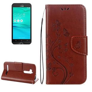 For ASUS Zenfone Go ZB500KL Pressed Flowers Pattern Horizontal Flip Leather Case with Holder & Card Slots & Wallet(Brown)