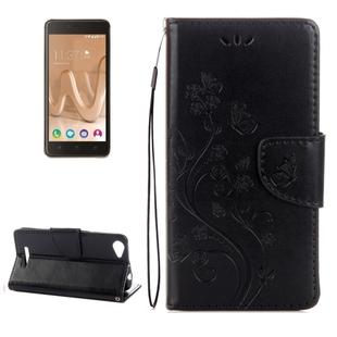 For Wiko Lenny3 Max Pressed Flowers Pattern Horizontal Flip Leather Case with Holder & Card Slots & Wallet(Black)