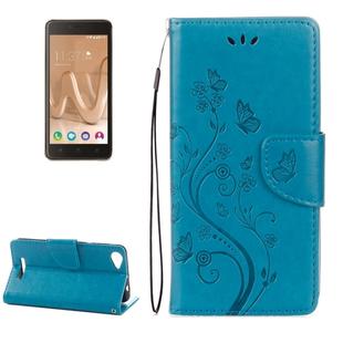 For Wiko Lenny3 Max Pressed Flowers Pattern Horizontal Flip Leather Case with Holder & Card Slots & Wallet(Blue)