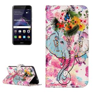 For Huawei  P8 Lite (2017) Gloss Oil Embossed Flower Elephant Pattern Horizontal Flip Leather Case with Holder & Card Slots & Wallet & Photo Frame