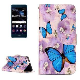For Huawei  P10 Lite Gloss Oil Embossed Purple Butterfly Pattern Horizontal Flip Leather Case with Holder & Card Slots & Wallet & Photo Frame