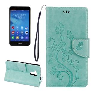 For Huawei  Honor 5c Pressed Flowers Butterfly Pattern Horizontal Flip Leather Case with Holder & Card Slots & Wallet & Lanyard(Baby Blue)
