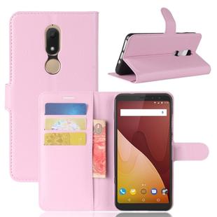 Litchi Texture Horizontal Flip Leather Case for Wiko VIEW PRIME, with Holder & Card Slots & Wallet(Pink)