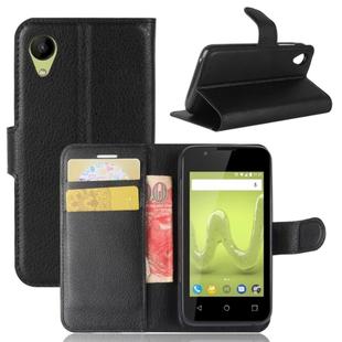 Litchi Texture Horizontal Flip Leather Case for Wiko SUNNY2, with Holder & Card Slots & Wallet(Black)